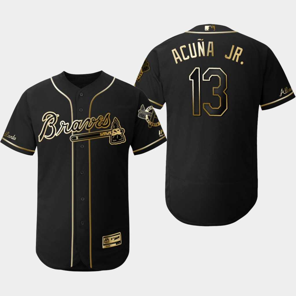 Braves 13 Ronald Acuna Jr Black Gold Flexbase Jersey Dzhi,We sell and wholesale Braves 13 Ronald Acuna Jr Black Gold Flexbase Jersey Dzhi on line form chian!